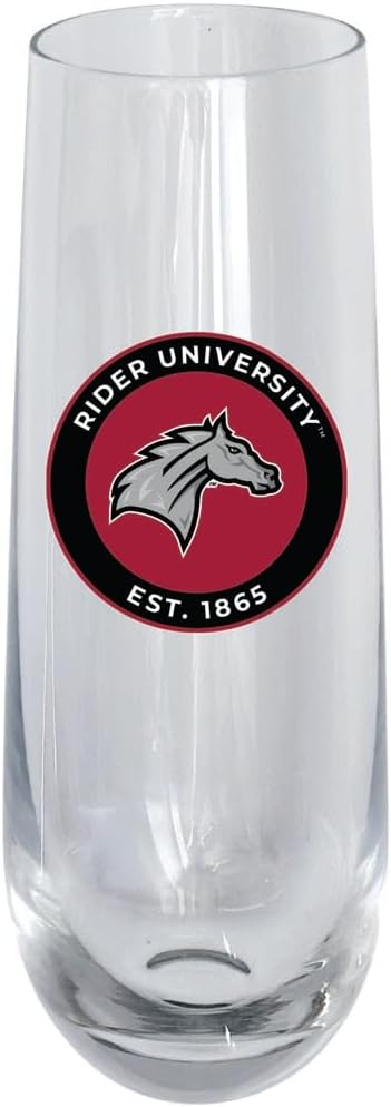 R and R Imports Rider University Broncs 10oz Stemless Flute Officially Licensed Collegiate Product Single