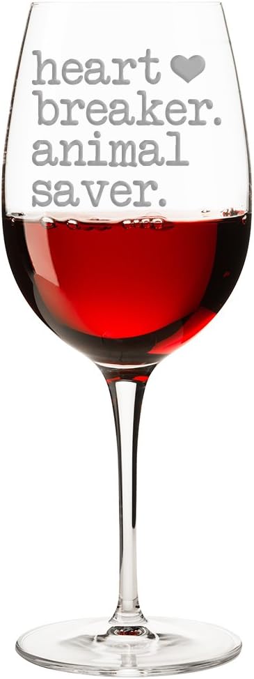 Heart Breaker Animal Saver Engraved 18-ounce Wine Glass