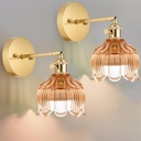 Vintage Battery Operated Wall Sconces, Sconces Wall Decor Set of 2 CCT Dimmable Recharging Wireless Wall Lights with Remote Control for Bedroom Living Room Bathroom Hallway Vanity Coffee Bar