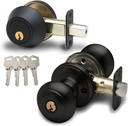 Copper Creek CKDB141BC Colonial Door Knob Keyed Alike with Deadbolt Combination, Black