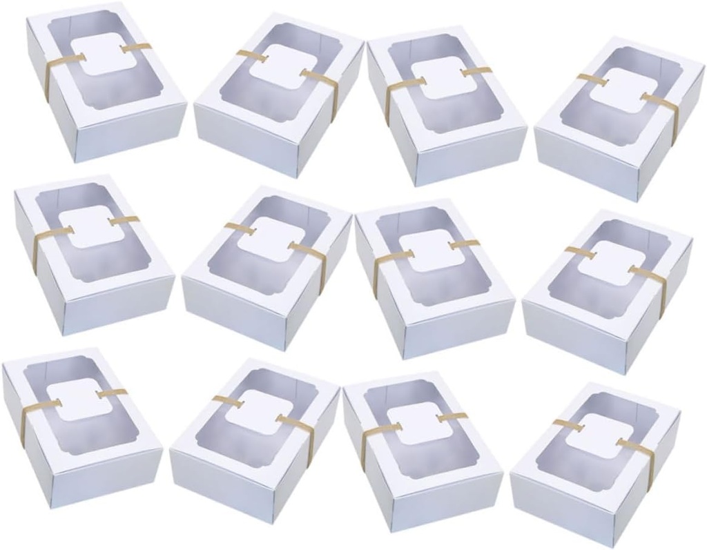 Luxshiny 1Set Pastry Boxes with Window Bakery Boxes for Treats Cupcakes Cookies Chocolates Reusable Packaging with Unique Design for Freshness and Festive Presenting