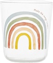 450ml/15oz High Borosilicate Transparent Glass Cup, Household Printed Heat-Resistant Fruit Juice Milk Cup-rainbow