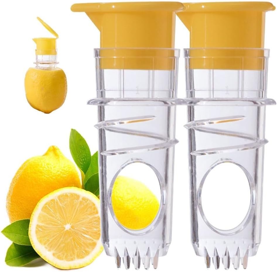Lemon Mini Squeezer, Screw-Top Lemon Squeezer Manual Juice Extractor with Built-In Filter Orange Citrus Press, Squeeze Lime for Cocktails, Drinks (2pcs)(2pcs)