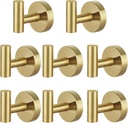 8 Pcs Bathroom Robe Towel Hooks Coat Wall Hook Stainless Steel Heavy Duty Door Hanger Towel Robe Clothes Cabinet Closet Sponges Hook for Bathroom Bedroom Kitchen Hotel Pool (Gold)