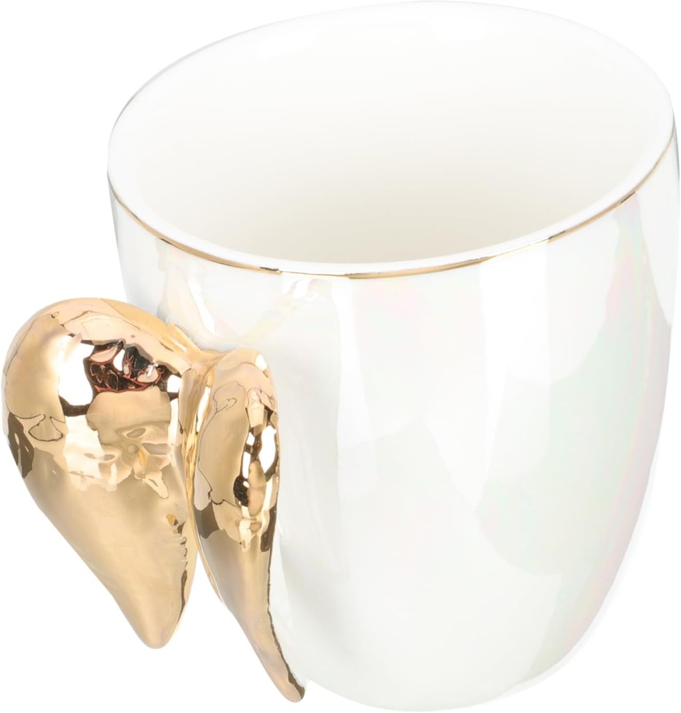 Garneck Coffee Mug with Angel Wings Design Water Holder for Milk Tea Juice Elegant Present for Friends and Family Style Creative Wedding Favor