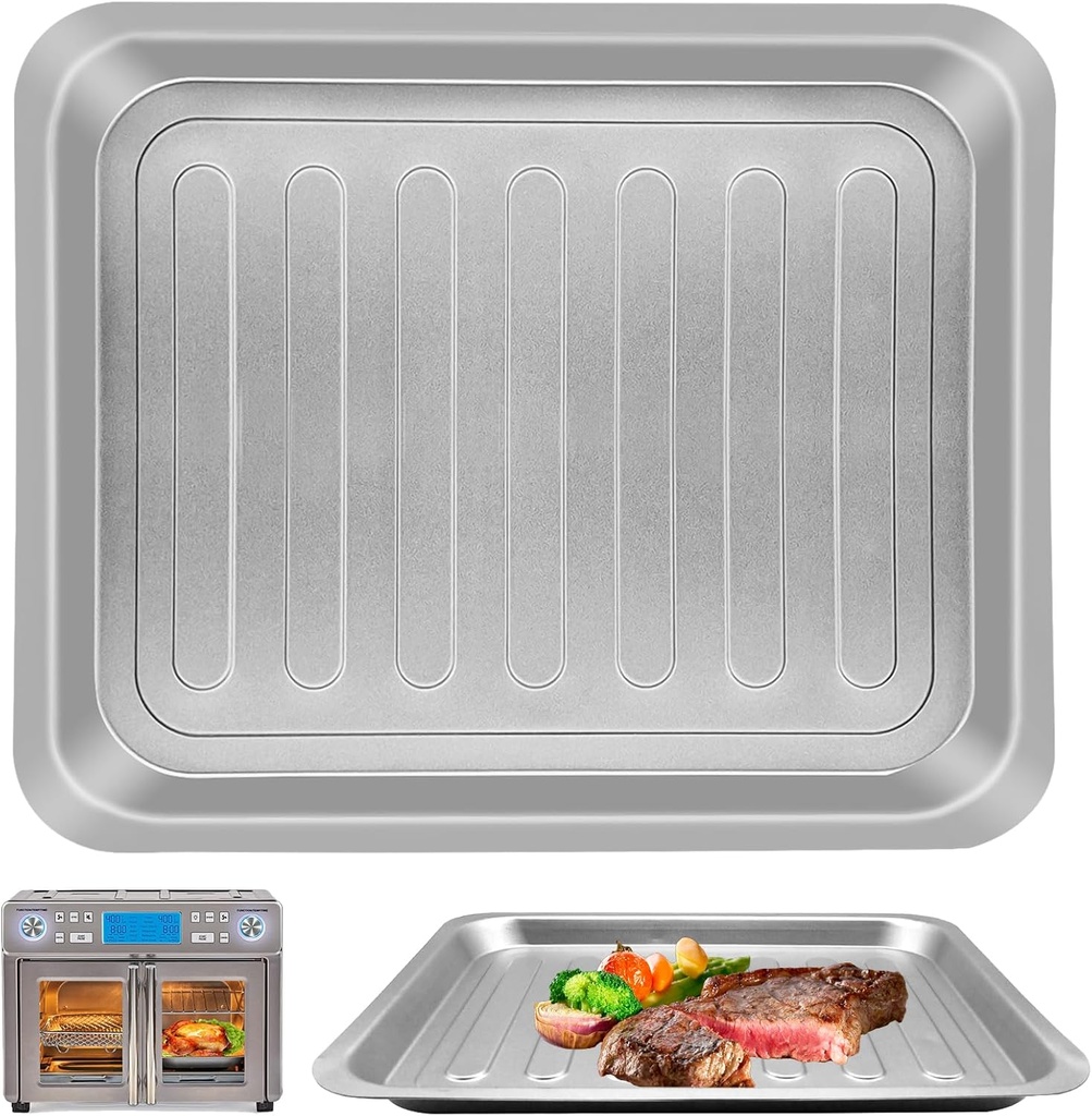 GWY Air Fryer Tray for Emeril Lagasse Dual Zone 360 Air Fryer Oven 25 QT Extra Large, 14''×12'' Steel Air Fryer Accessories Grill Pan Grill Plate Crisper Plate Replacement Parts Rack