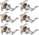 TMC Bed/Bath Room Door Lever for Privacy Bathroom and Interior Door Heavy Duty Door Lock Handle Brushed Nickel Finish, TL001-SN-BK-6P