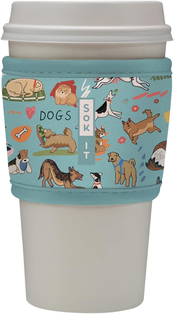 Sok It HotSok Coffee & Tea Reusable Insulated Neoprene Cup Sleeve (Dog Days Forever)