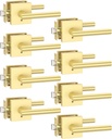 Asidrama 8 Pack Gold Privacy Door Handles, Door Lever with Door Knobs Indoor for Bedroom or Bathroom, Heavy Duty Door Handles Interior with Locks for Left Right Sided Doors
