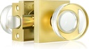 HIMEETIME Passage Function Clear Crystal Glass Door Knobs Interior, Modern Gold Door Knob with Square Plate, Modern Polished Crystal Brass Door Knobs for Closet Hallway