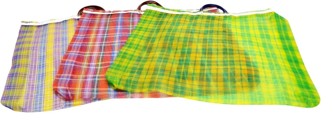 Set of 3, Mexican Tote Grocery/Beach Bags, 23 Inches High by 25.5 Inches Wide. Assorted Colors