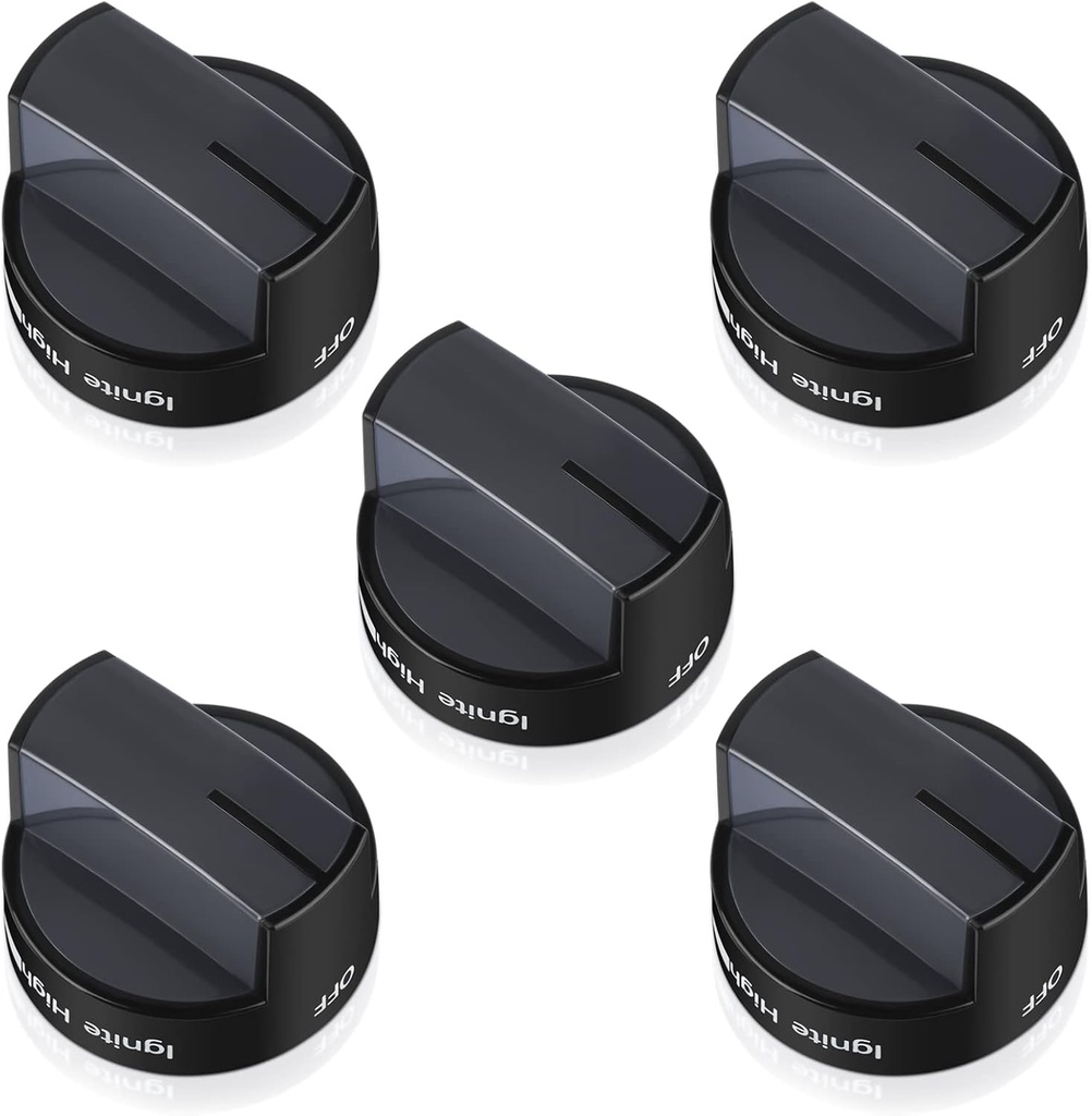 5 Pieces Upgrade W10339442 Stove Knobs Replacements, Only Compatible with Whirlpool Gas Range/Oven/Stove Knobs (Black)