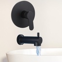 Shower Valve Trim Kit with Tub Spout, Black Showers System Set, Tub Rough-in Mixer Valve Bathroom Trim Kit, Wall-Mounted Bathtub Faucet