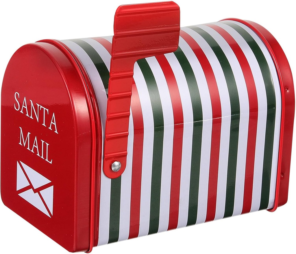 DOITOOL Christmas Tinplate Mailbox Small Decorative Tin Mailbox Metal Cookie Tins Mini Mailbox Shaped Christmas Storage Container for Candies Snack Treat Gift Box for Xmas Supply Party Favors
