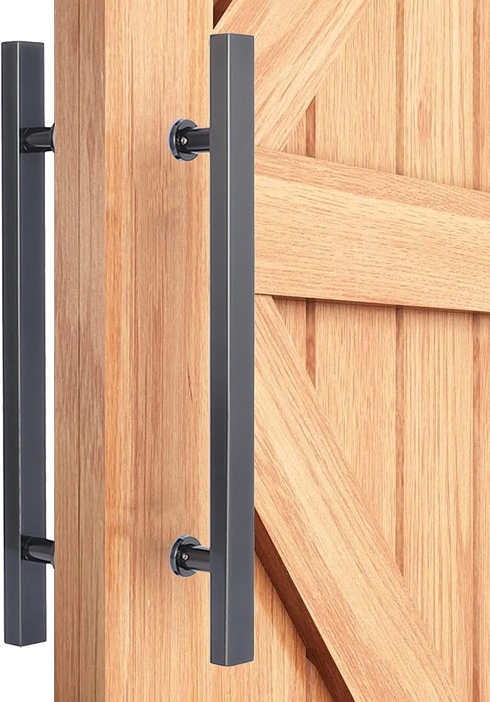 Modern Sliding Barn Door Handle Set,Stainless Steel Door Push Pull Bar Handle with Hardware,Interior Exterior Glass Wood Door Handle (Gloss Black 120cm/47.2in)