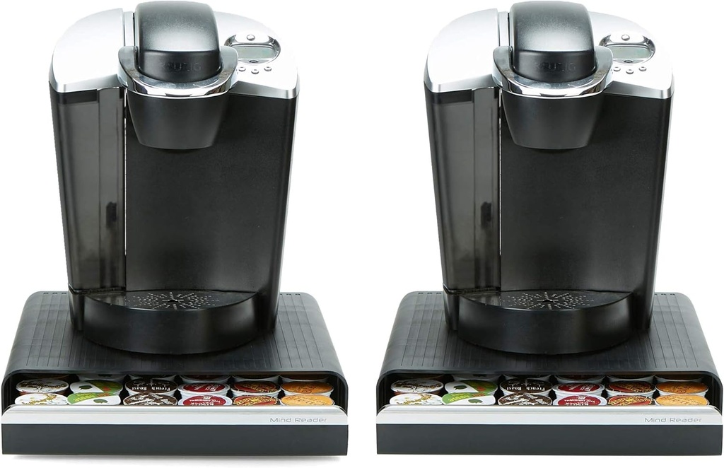 Mind Reader Single Serve Coffee Pod Drawer, Set of 2, 36 Pod Capacity, Countertop Organizer, 12.75" L x 13" W x 3" H, Black