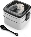 Bento Lunch Box for Women Lunch Containers for Adults Polar Bear Double Layered Lunchbox Large Capacity Bento Box with Cutlery for Work Picnic Camping Travel, style