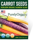 Organic Carrot Seeds (Rainbow Blend) - Approx 500 Seeds - USDA Organic, Non-GMO, Open Pollinated, Heirloom, USA Origin