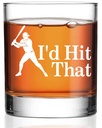 Perfectinsoy I'd Hit That Whiskey Glass, Baseball Themed Whiskey Glass, Baseball Lover Gifts for Brother, Dad, Grandpa, Stepdad, Uncle, Funny Birthday Father's Day Gifts for Dad Grandpa Husband