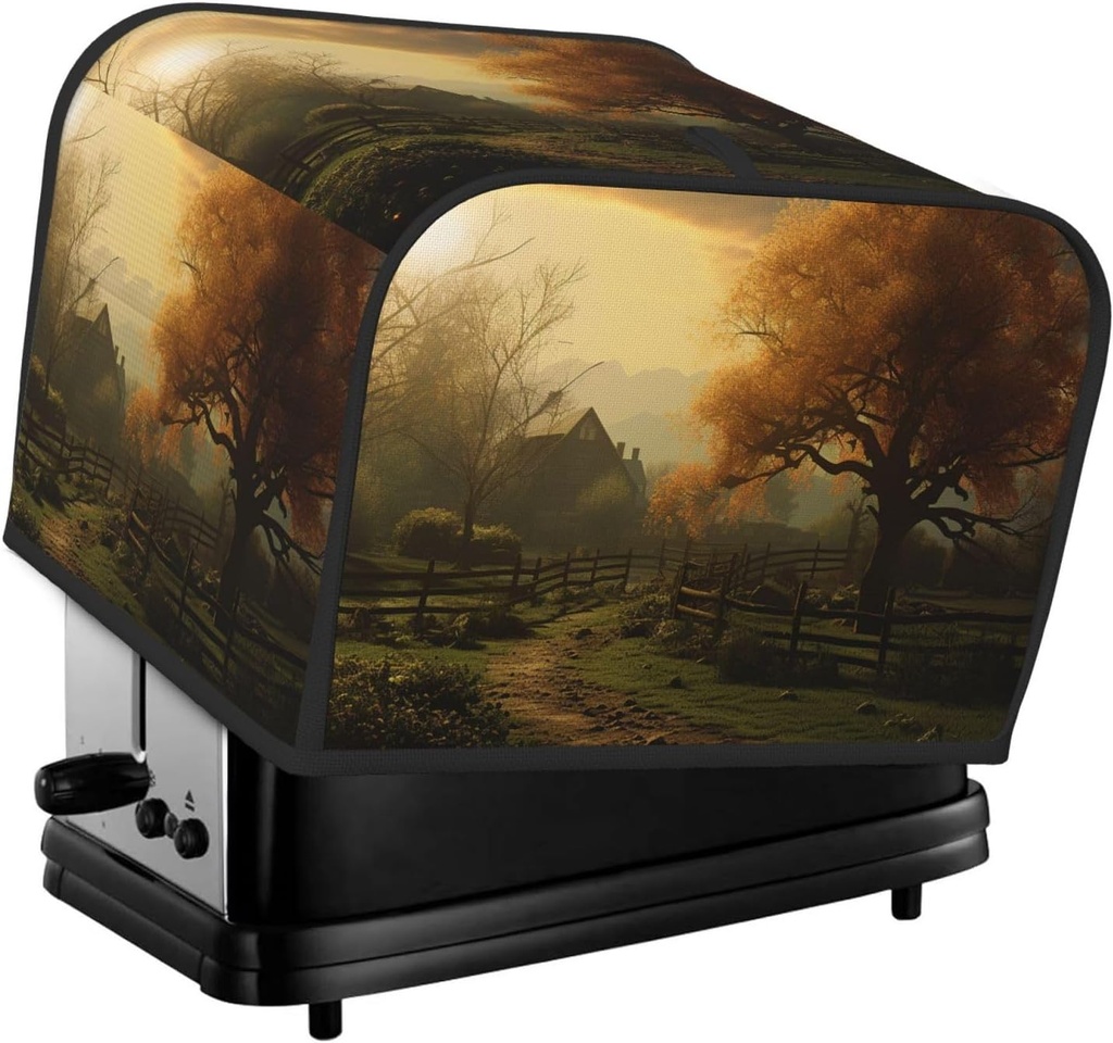 4 Slice Toaster Covers Bread Machine Cover Quilted Dustproof Fingerprint Protectors Small Washable Appliance Cover Countryside Farm Bread Maker Dust Protection Universal Size