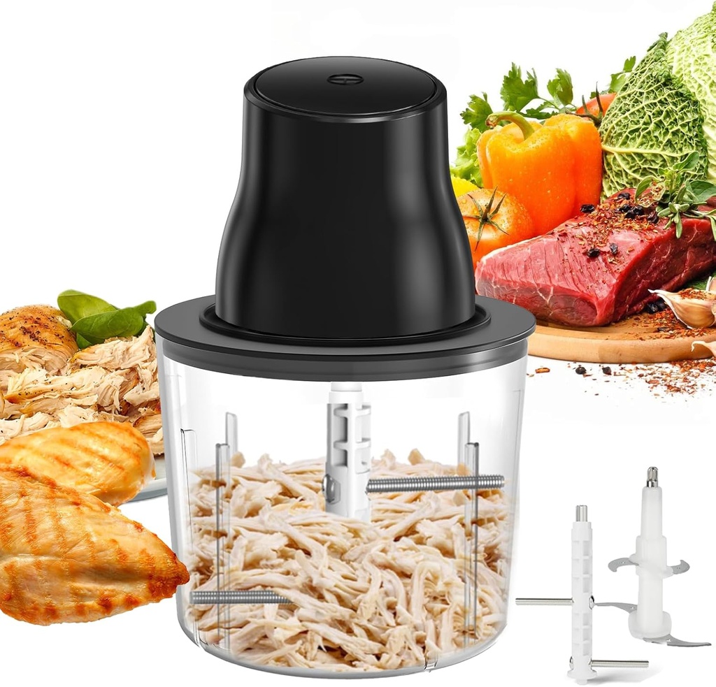 Panamalar Electric Chicken Shredder, 2 in 1 Food Processor for Meat Grinder/Chicken Breast Shredder with 2 Types Blades, 250W Automatic Food Meat Chopper with 1.5L Bowl for Meat Vegetable Fruits