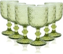 Green Vintage Wine Glasses set of 6 Goblets Glassware, 14 oz Green Wine Glasses, Vintage Colored Glass Goblet for Wedding, Party, Red Wine Glass, Bars, Restaurants Dishwasher Safe