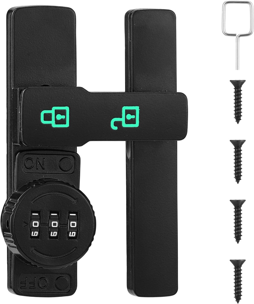 Luminous Barn Door Lock Latches 180 Degree Flip Latch 3 Digit Password Combination Keyless Sliding Swinging Gate Latches Hardware Privacy Security for Shed Garage Cabinet Barn Fence Bathroom Black