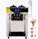 Happybuy Commercial Ice Cream Maker, 22-30L/H, 2200W Countertop Soft Serve Machine with 2x6L Hopper, 2L Cylinder, LCD Panel, Puffing & Shortage Alarm, Frozen Yogurt Maker for Restaurants & Snack Bars