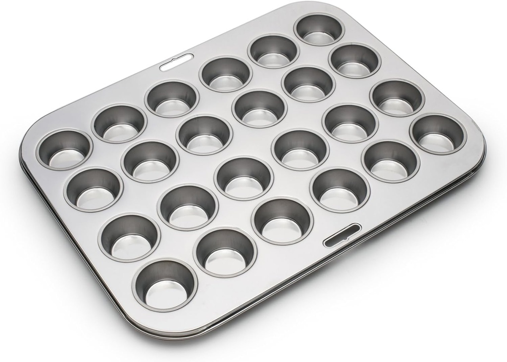 Fox Run Mini Muffin and Cupcake Pan, 24 Mini Cups, Stainless Steel Baking Pan, 10.5 x 13.75 x 1.5 inches,