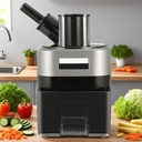 4-in-1 Commercial Electric Vegetable Cutter | 100W Multi-Function Food Processor, Dual-Head Design, 4 Blades for Efficient Chopping of Fruits & Vegetables, Ideal for Professional Kitchens