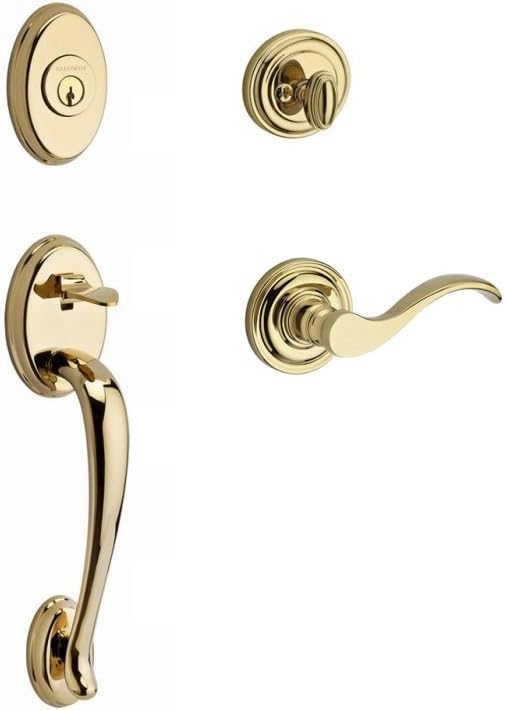 Baldwin SCCOLXCURLTRR003 Reserve Single Cylinder Handleset Columbus x Curve with Traditional Round Rose in Lifetime Brass Finish Left Hand