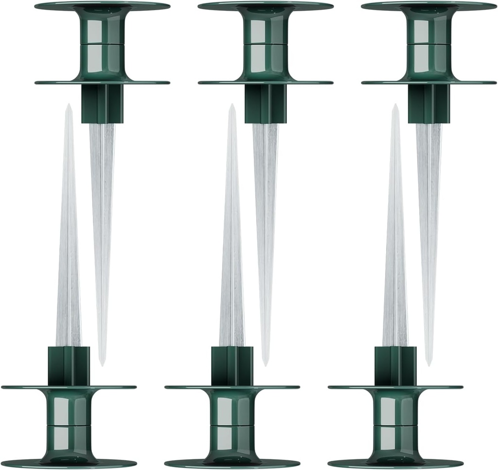 6 Pack Garden Hose Guide Spike, 10 Inch Rust Free Zink Sturdy Metal Stake,Heavy Duty Dark Green Spin Top, Keeps Garden Hose Out of Flower beds, for Plant Protection Greenhouse, Yard Lawn