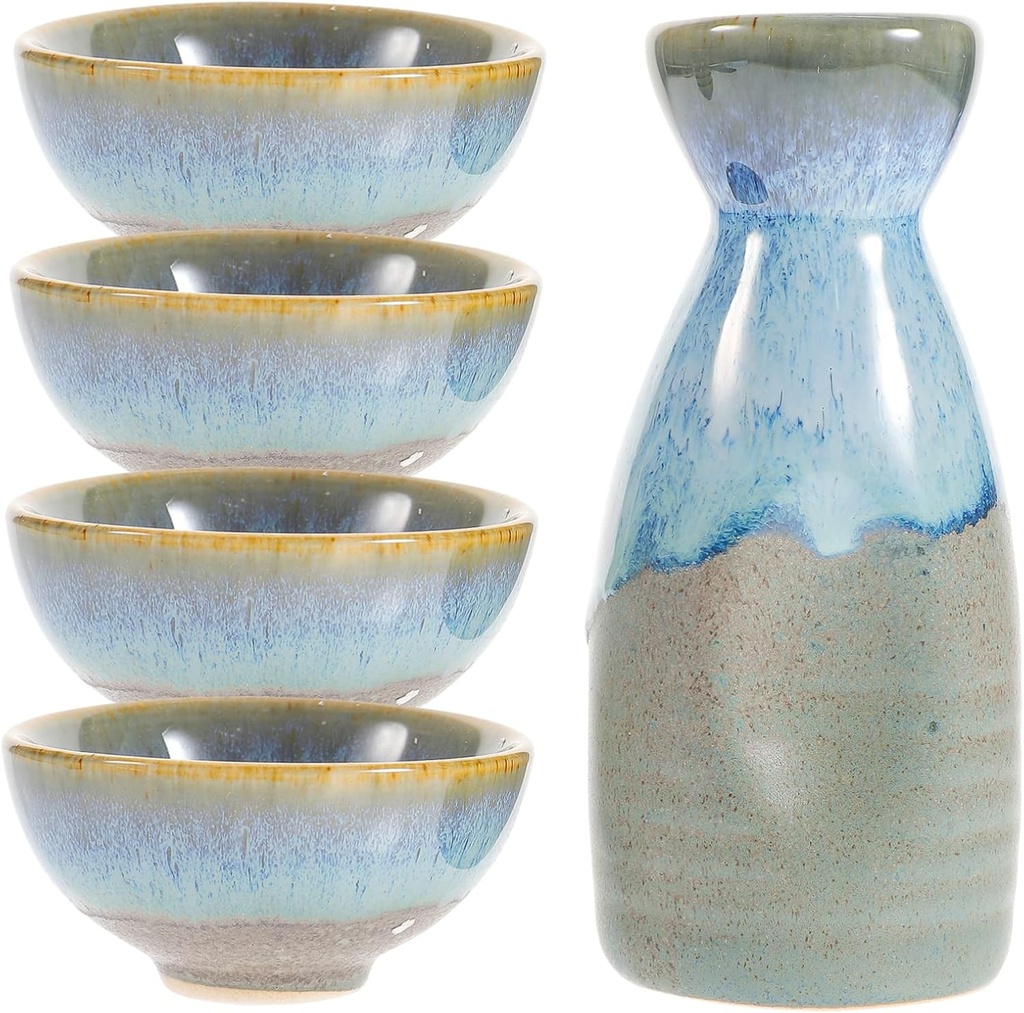 1set Japanese Style Sake Pot and Cup Set Includes Sake Pot and Cups for Entertaining Family and Guests for Special Occasions