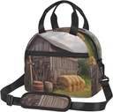 Wooden Barn Countryside print Lunch Bag Reusable Insulated Lunch Boxes Cooler Tote Bags For Work Office Picnic Travel
