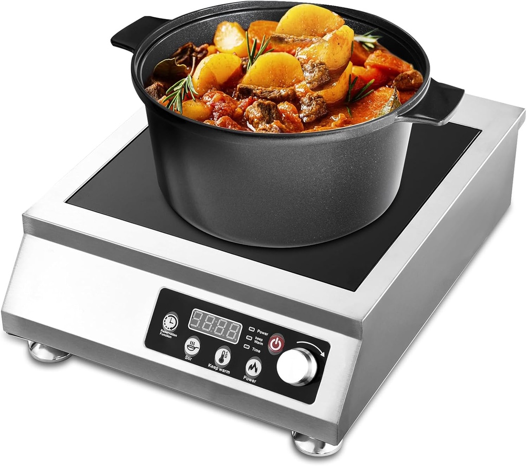 Commercial Induction Cooktop - Powerful Burner 4200W - LED Display Hot Plate, Commercial Induction Stove 10 Power Levels for Home Hotel