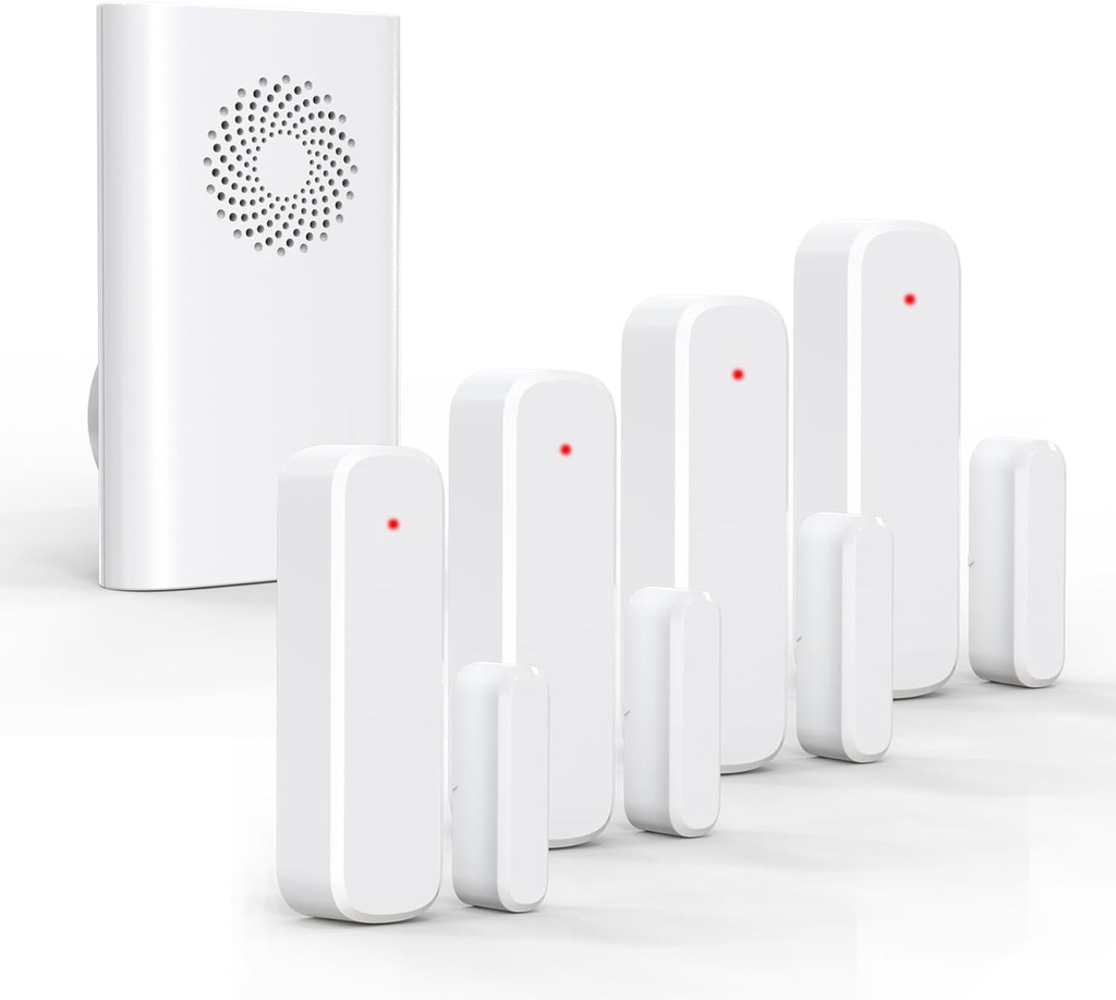 Wireless Door Chime, Door Open Sensor Alarm When Entry Business/Office/Store (500ft Range 51 Ringer Adjustable Volume) Home Alert Bell for Kid/Toddler Safety,1 Receiver +4 Sensors