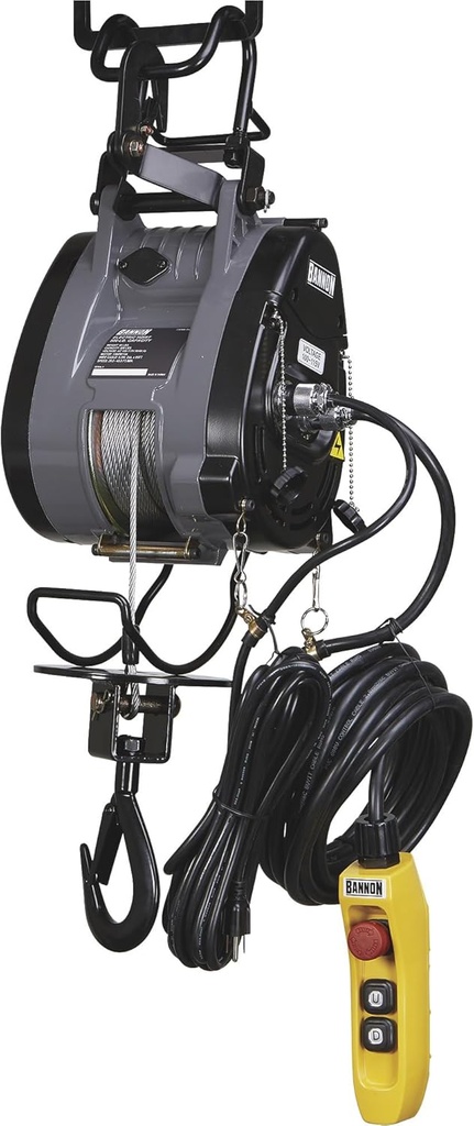 Bannon Compact Electric Cable Hoist - 500-Lb. Capacity, 95ft. Lift, 110 Volts, 1 Phase