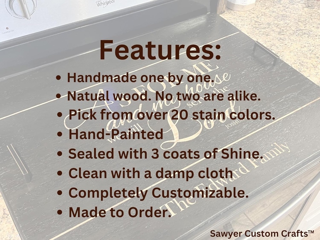 Stove top covers for electric stove/Personalized Christmas Gift/Burner Guard/Stove Top Cover/Noodle Board/Wooden /Scripture Verse As for me and my House with Family Name Laser Engraved