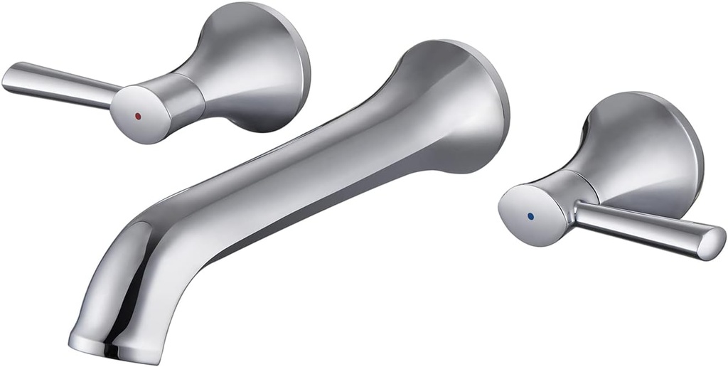 Wall Mount Tub Filler, Roman Tub Faucet Chrome Brass Bathtub Faucets, High Flow Tub Faucets, with 2 Handles