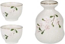 Japanese Cherry Blossom Sake Set, 3-Piece Ceramic Sake Pot & Cups, Thanksgiving Gift Packaging