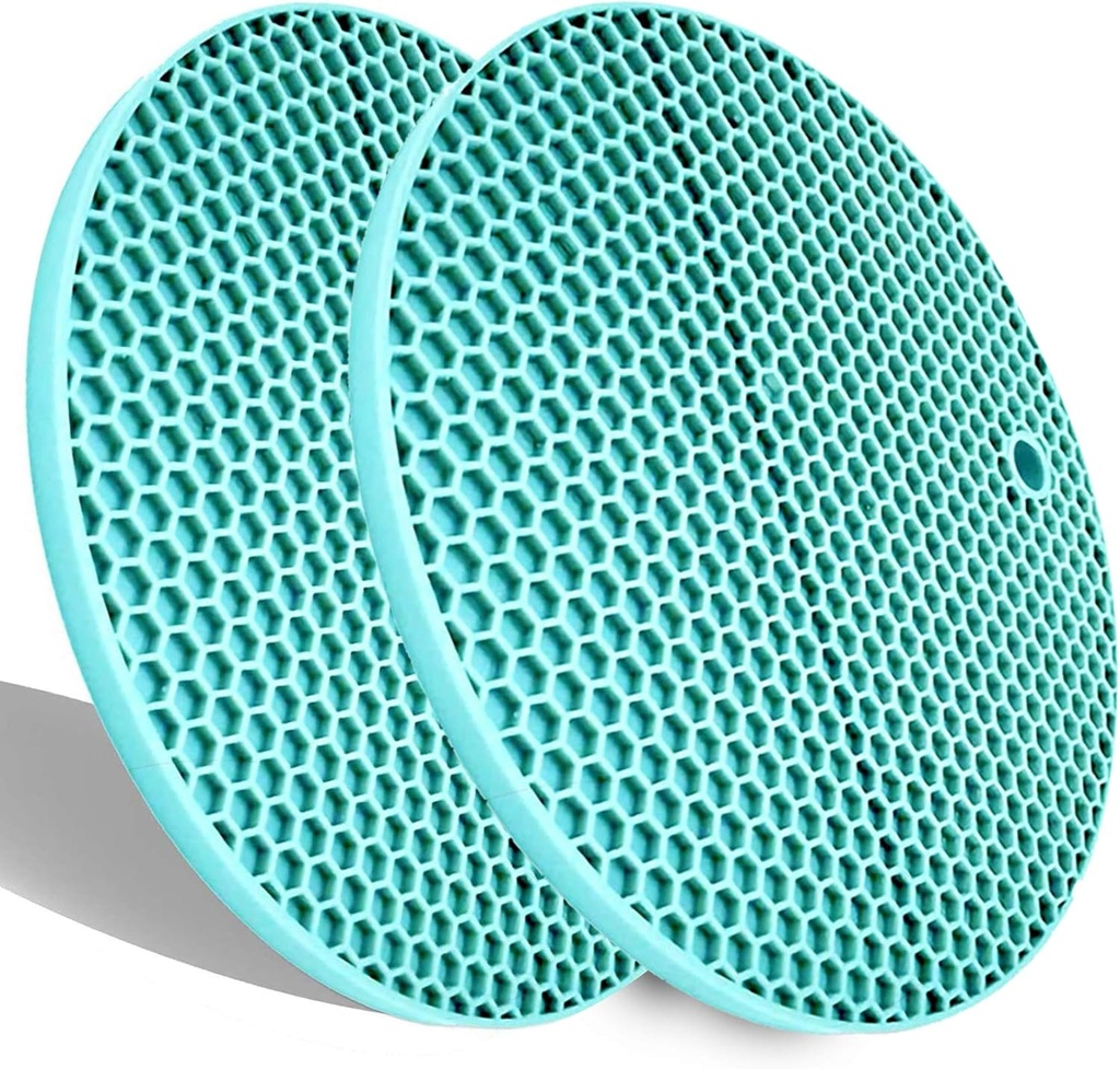 Extra Thick Silicone Trivets Heat Resistant Pot Holder and Oven Mitts,Trivets for Hot Dish,Nonslip Insulation Honeycomb Rubber Hot Pads for Countertop,Multi-Purpose & Flexible Mats Set of 2 Teal