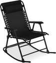 Best Choice Products Outdoor Folding Rocking Chair, Zero Gravity Lounge Chair, Patio Rocker w/Headrest Pillow - Black