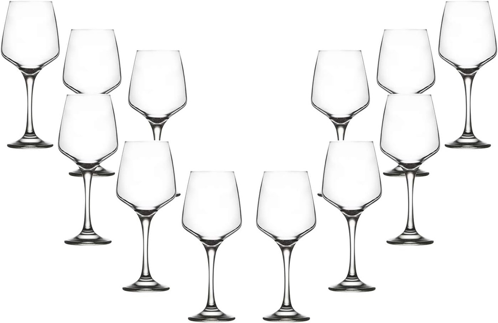 Lal Stemmed Water Glasses 13.5 Oz, Crystal Clear Goblets, Glassware Set (12)