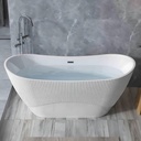 Modern Solid Surface Freestanding Bathtub - Oval Stone Resin Soaker Tub with Drain & Faucet, Stand Alone Design for Contemporary Bathrooms (Freestanding Faucet - Silver, 59"(L) x23.7"(W) x23.6"(H))