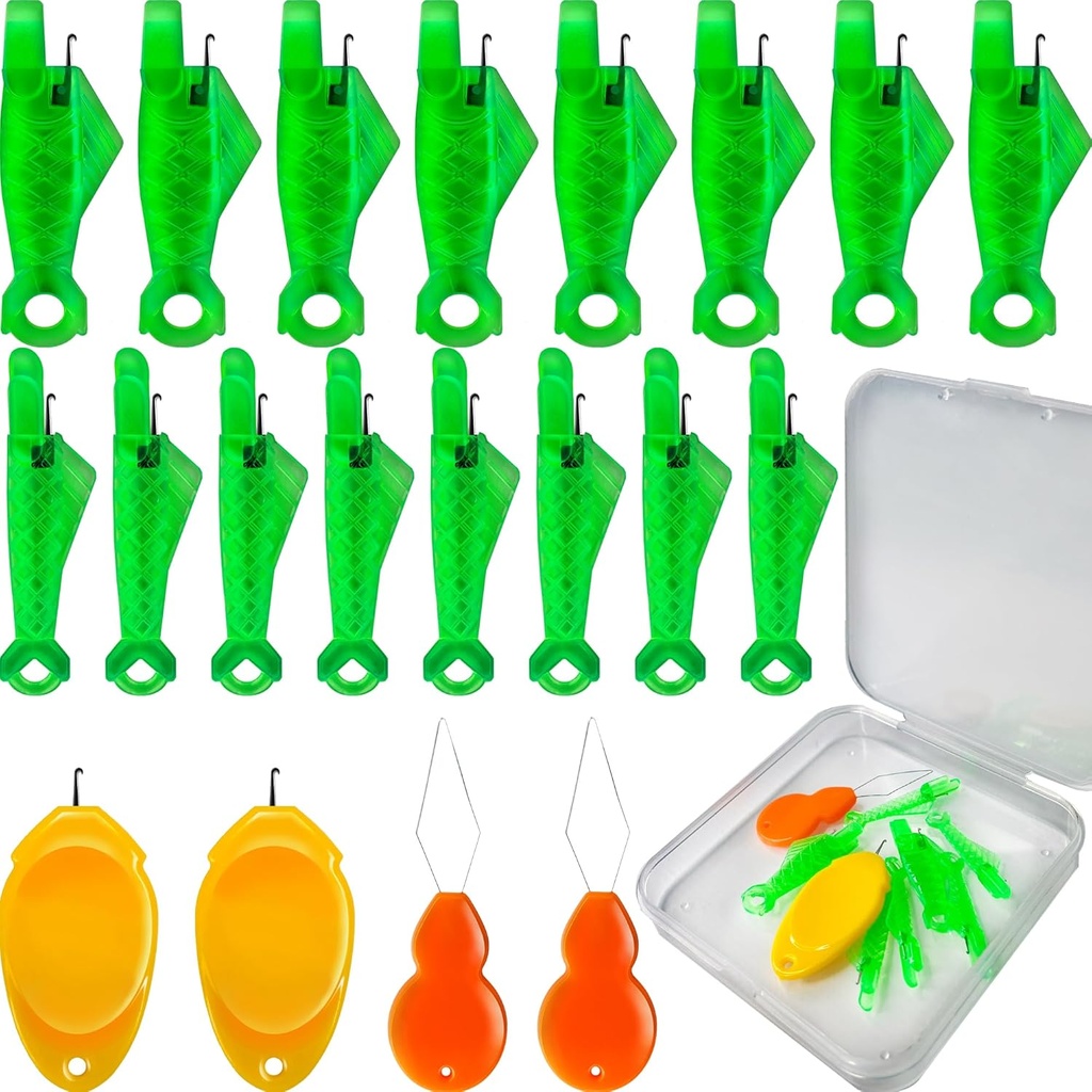30 pcs Needle Threader Set: Fish Type for Sewing Machines (Compatible Only with Side-Threading Machine Needles) & Simple Hand Sewing Threaders