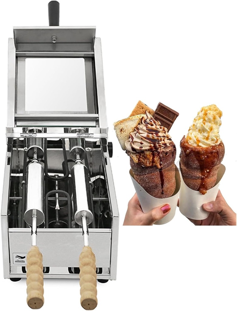 Chimney Cake Oven with 2 Baking Rollers, 1500W Commercial Electric Toaster Machine Chimney Bread Roll Grill Maker for Restaurant Home Kitchen,220V