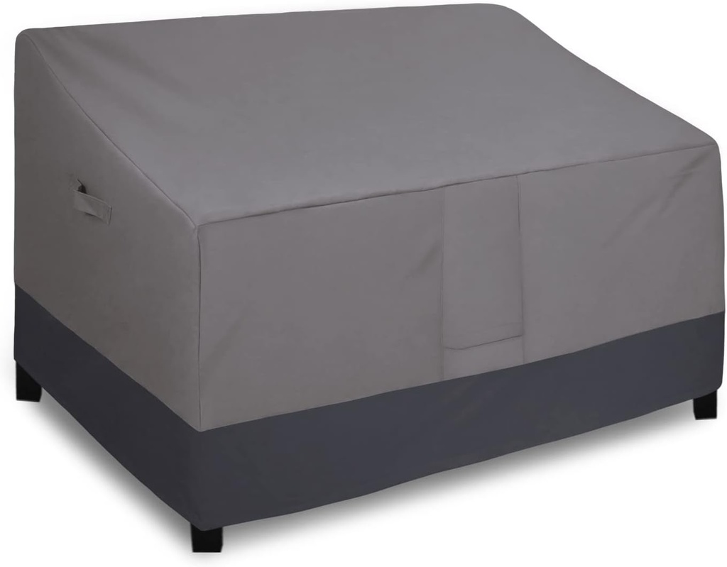 Easy-Going Heavy Duty 2 Seater Outdoor Loveseat Cover, Waterproof Windproof Patio Furniture Sofa Cover with Air Vent (58Wx32.5Dx31H inch, Gray/Dark Gray)