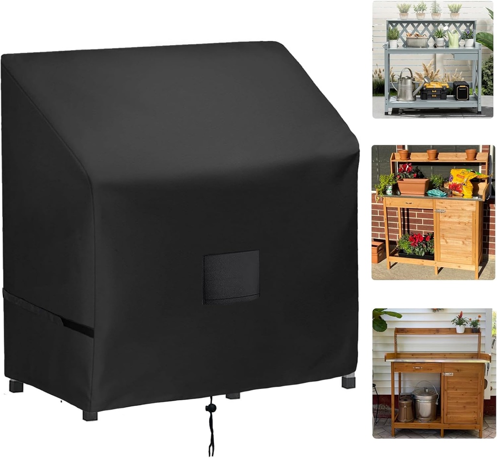 FLYMEI Outdoor Garden Potting Bench Table Cover, Waterproof Windproof Protective Cover for Outdoor Cabinet/Potting Benches for Outside/Garden Table for Planting, 47" x 20" x 47"