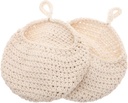 2pcs Handwoven Cotton Rope Hanging Basket for Kitchen Wall Storage Decorative Macrame Teardrop Net Bag Airy Design for Fruits and Household Items Space-saving Organizer