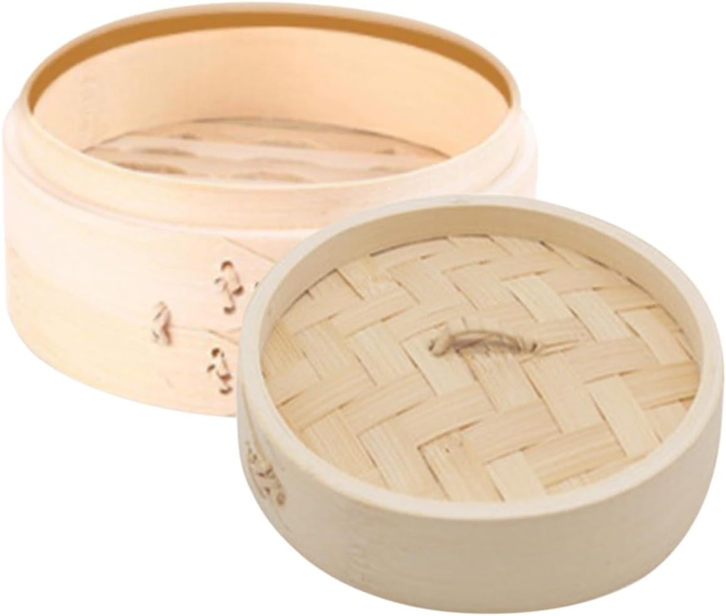 PRETYZOOM Bamboo Steamer Basket with Lid Multi-function Food Steamer for Dim Sum Dumplings and Vegetables High Temperature Resistant Cooking Tool
